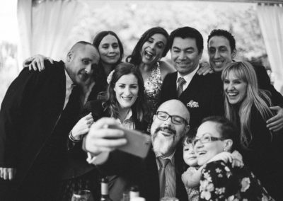 bridal party taking selfie