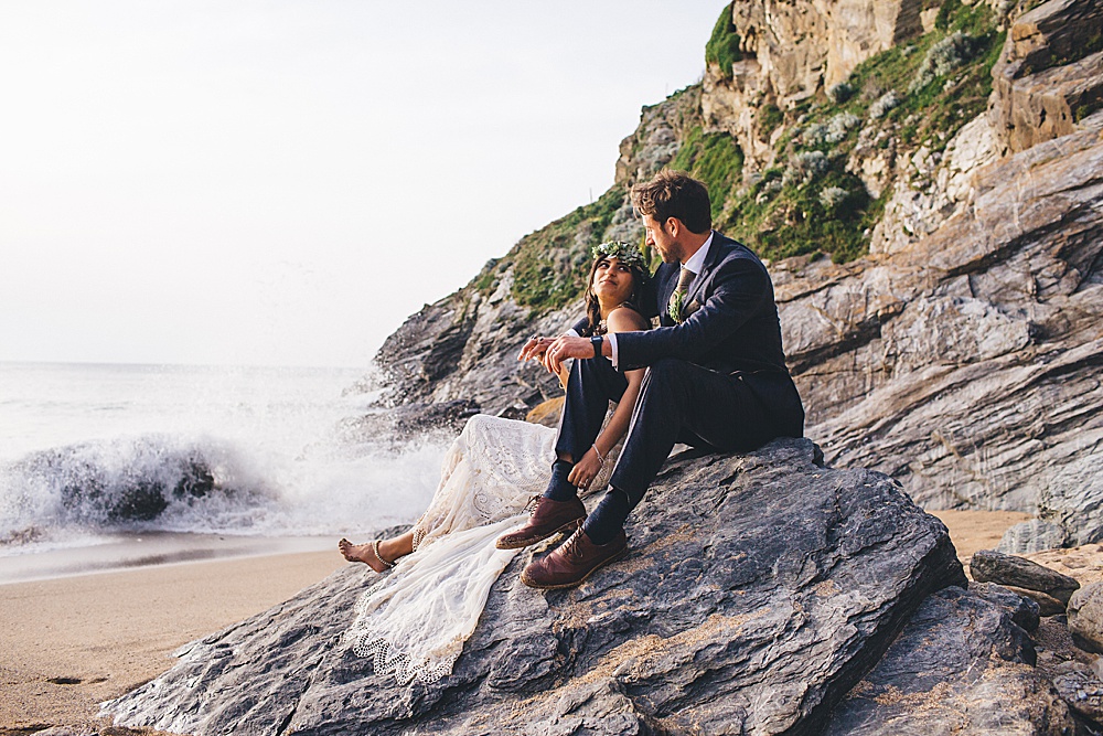 Dipti & Rob’s Bohemian Beach Wedding – Lusty Glaze Beach Weddings – Newquay – Cornwall